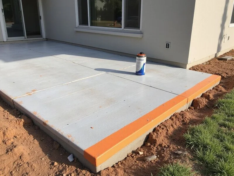 Perimeter of a slab home marked with paint at proposed support locations